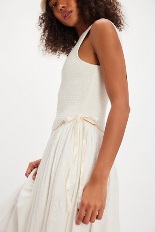 Nightingale Seersucker Midi Dress by Free People in White, Size: S