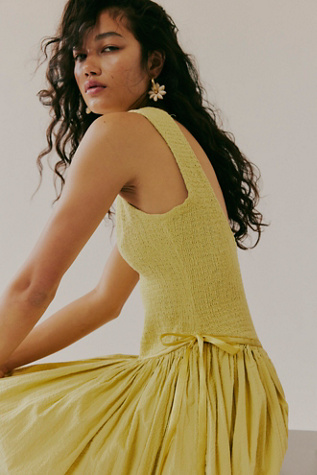 Robe Midi Seersucker Nightingale par Free People en Combo Citron Vert Silencieux, pour femme taille: XS