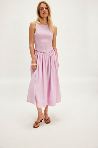 Nightingale Seersucker Midi Dress by Free People in Pink, Size: S