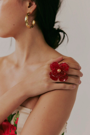Ithica Ring by Free People in Red, Size: US 8