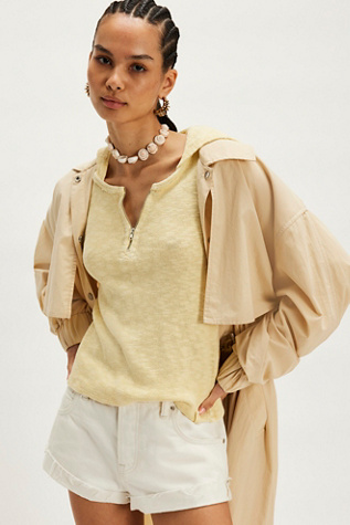 We The Free Speed Drive Hooded Long Sleeve at Free People in Mellow Yellow, Size: Small