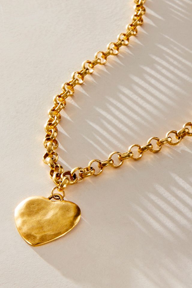 Bracha Long Puffy Heart Necklace #1