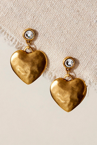 Bracha Big Heart Earrings at Free People in Gold