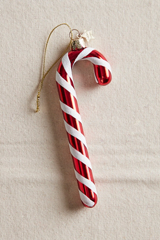 Pink Candy Cane Ornament by Free People in Red