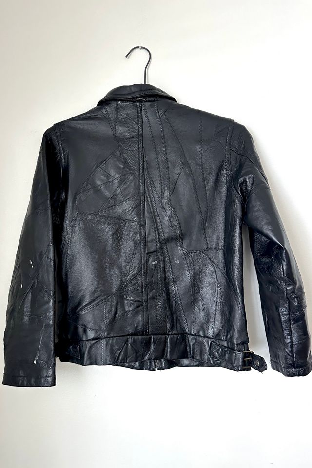 Vintage 1980s Black Patchwork Leather Jacket Selected by Grievous Angel Vintage #3