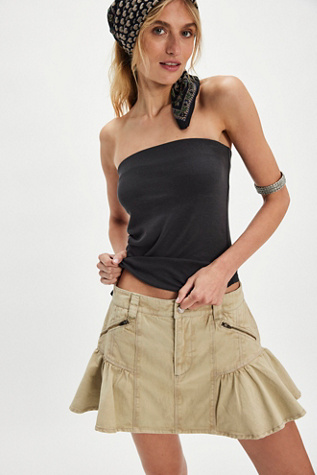 Ada Washed Mini Skirt by Free People in Tan, Size: US 0