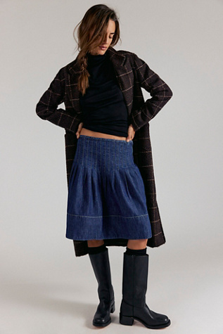 We The Free Peyton Pintuck Denim Midi Skirt