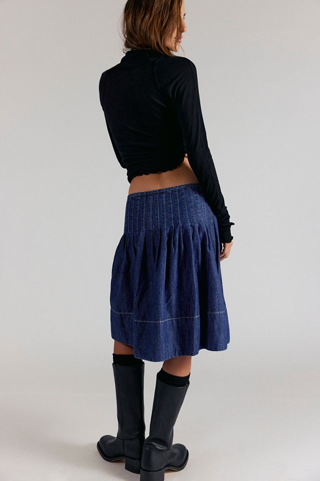 We The Free Peyton Pintuck Denim Midi Skirt #1