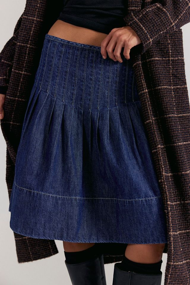 We The Free Peyton Pintuck Denim Midi Skirt #2
