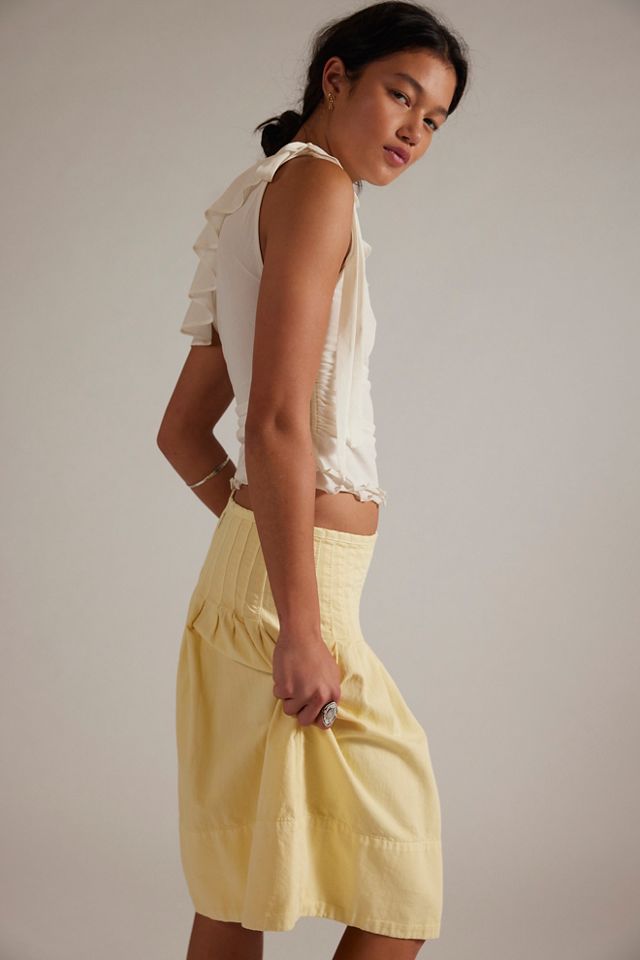 We The Free Peyton Pintuck Denim Midi Skirt #3
