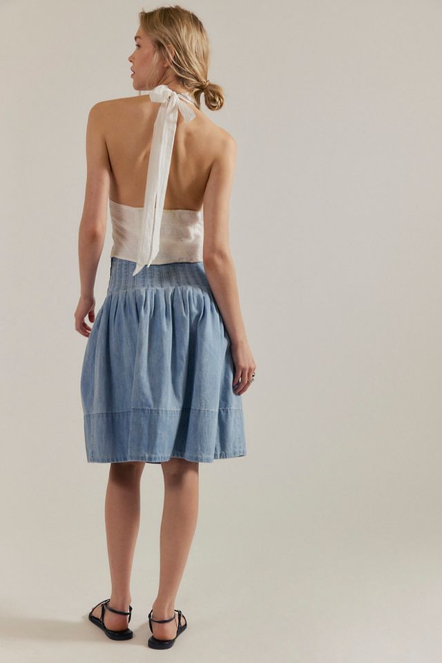 We The Free Peyton Pintuck Denim Midi Skirt #2