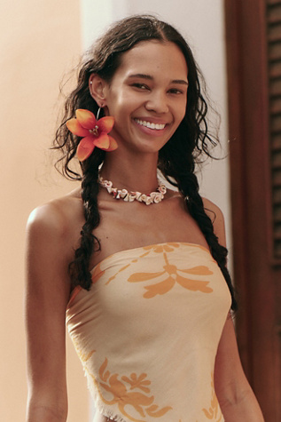 Boucles d'oreilles Late Bloomer par Free People en Fleur Orange Foncé/Or, pour femme