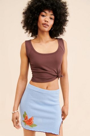 Another Girl Clementine Applique Knitted Mini Skirt
