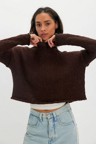 Opal Rollneck Knit Jumper at Free People in Chicory Coffee, Size: Medium