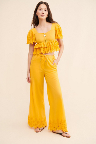 Abacaxi Seashell Hem Wide Leg Pants