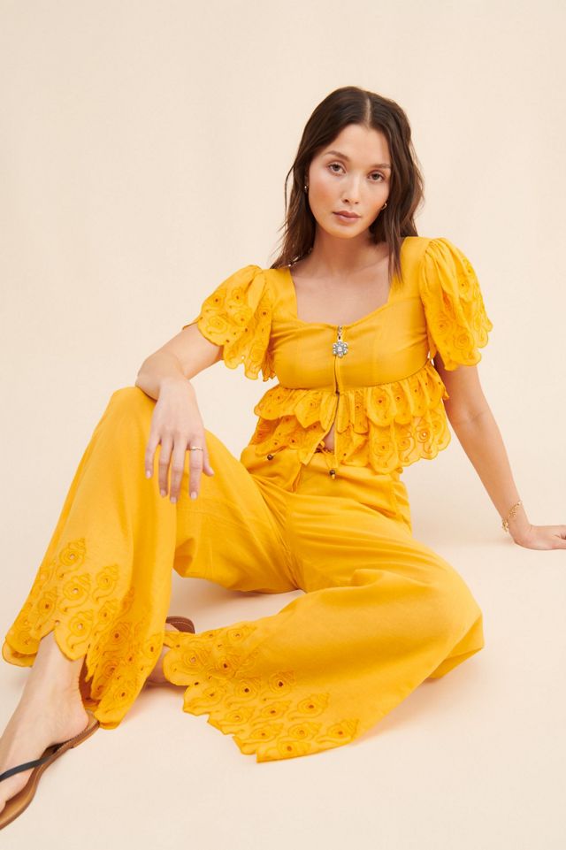 Abacaxi Seashell Hem Wide Leg Pants #3