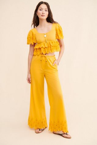 Abacaxi Seashell Hem Wide Leg Pants