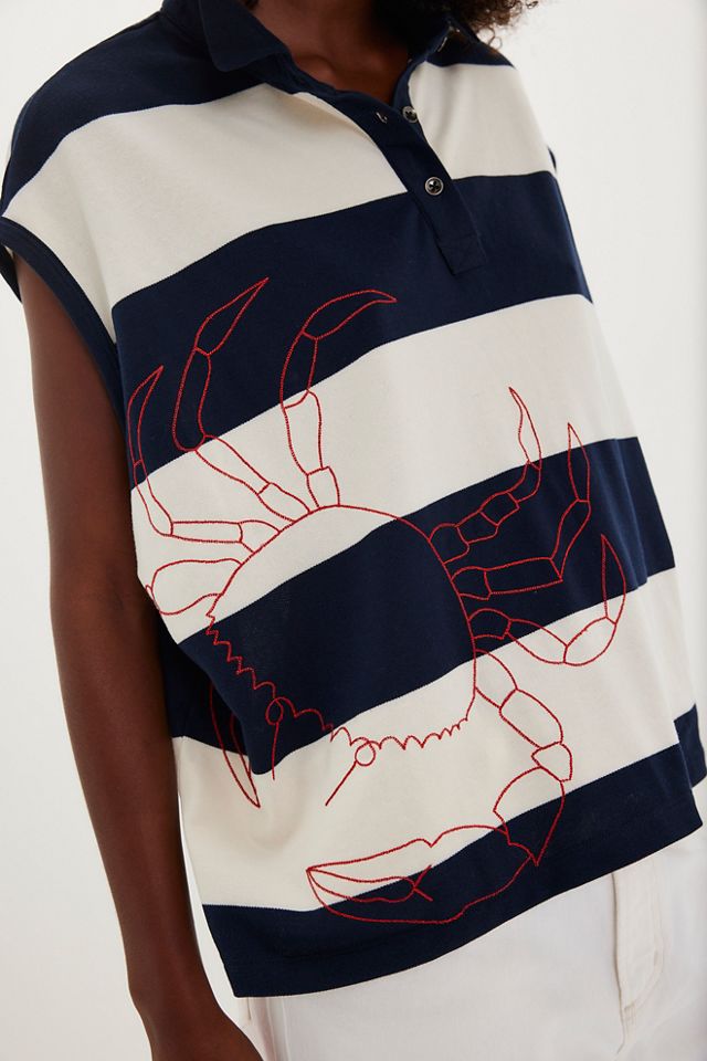 Denim and Bone Striped Crab Henley #3