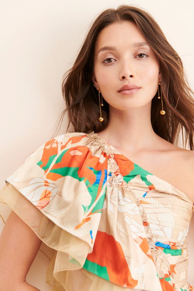 Mandira Wirk Ruffled One-Shoulder Floral Dress #2