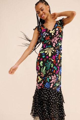 RIXO Silk Ossy Maxi Dress