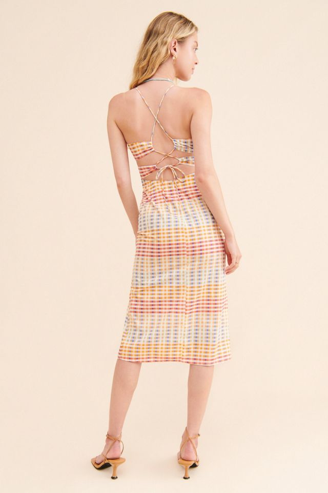 Another Girl Plaid Cutout Midi Dress #1