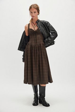 For Love & Lemons University Plaid Midi Dress