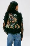 Anna Sui Tapestry Faux Fur Trim Vest