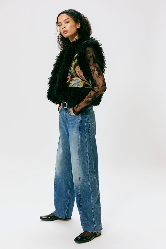 Anna Sui Tapestry Faux Fur Trim Vest #2