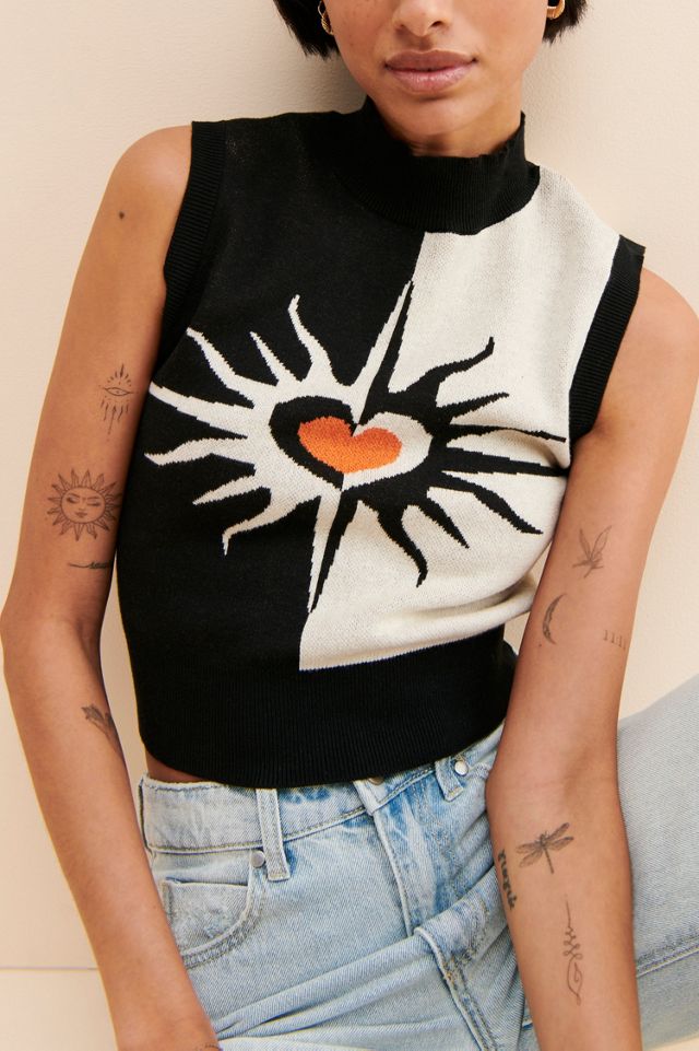 Another Girl Flaming Hearts Sweater Vest #2