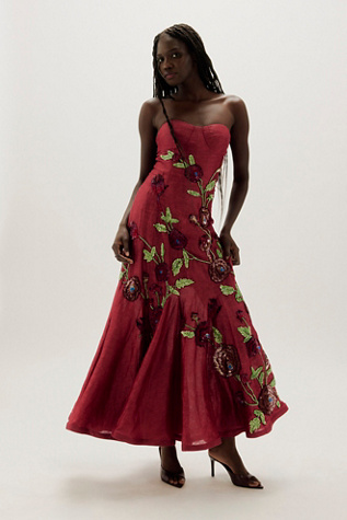 La Fouri Layla Floral Embroidered Corset Gown