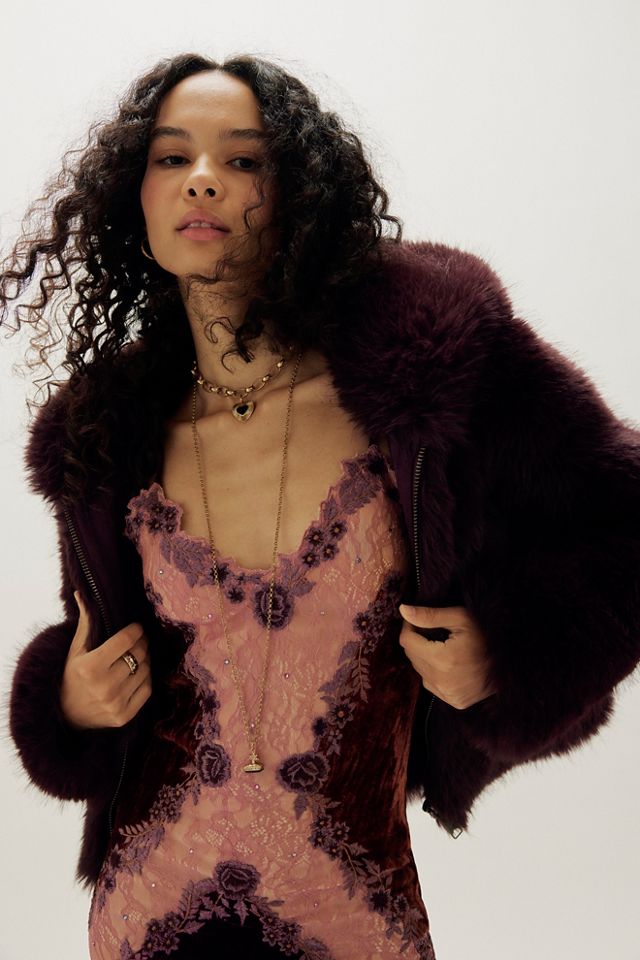 La Fuori Julia Purple Lace Slip Dress #2