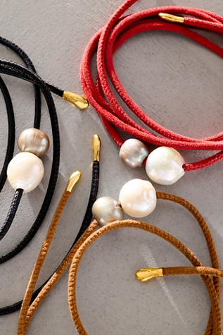 Chan Luu Pearl Wrap Bracelet at Free People in Black