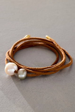 Chan Luu Pearl Wrap Bracelet at Free People in Brown