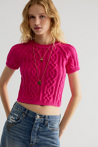 Bubblegum Cable Knit Pullover