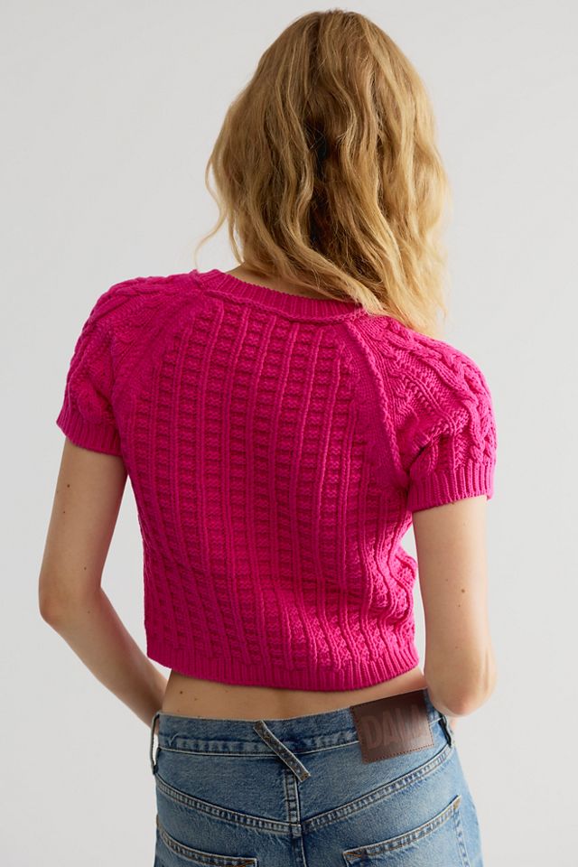 Bubblegum Cable Knit Pullover #1