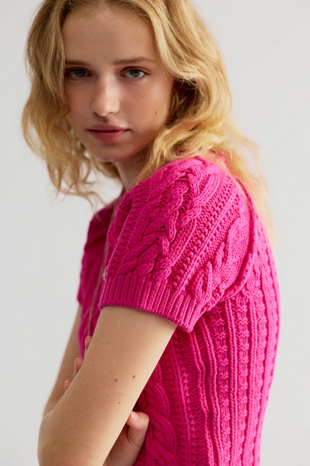 Bubblegum Cable Knit Pullover #2