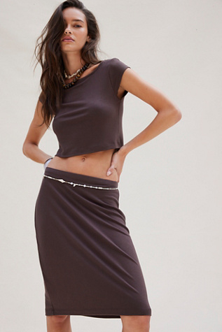 Good Feels Tee Skirt Set by free-est at Free People in Brown, Size: S