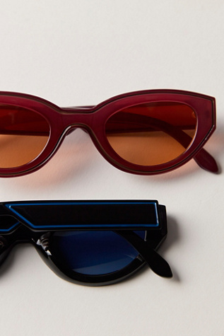 Joni Cat Eye Sunglasses at Free People in Cranberry & Toast