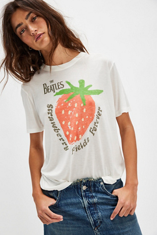The Beatles Strawberry Fields Forever Tee by Junk Food Clothing at Free People in White, Size: XS