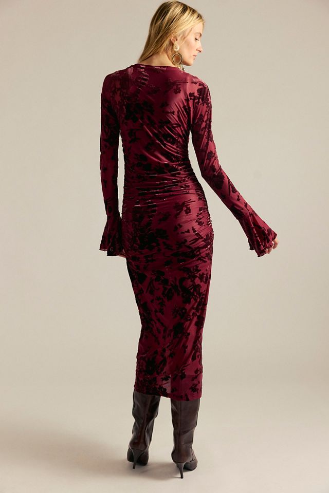 Saemdi Flocked Mesh Midi Dress #1