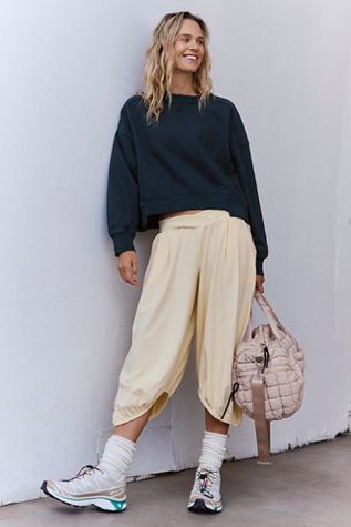 Sweat à Capuche Oversize Free People 'Sprint To The Finish' - Gris Bruyère, Taille M