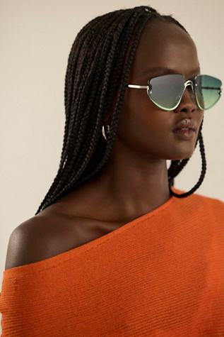 Bennie Rimless Sunglasses at Free People in Silver & Lime