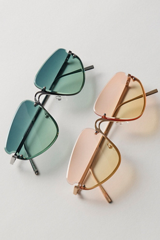 Bennie Rimless Sunglasses by Free People in Yellow