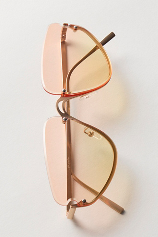 Женские солнцезащитные очки Free People Bennie Rimless Sunglasses, цвет: Золотой / Лимонный — фото 2