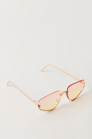 Женские солнцезащитные очки Free People Bennie Rimless Sunglasses, цвет: Золотой / Лимонный — фото 3