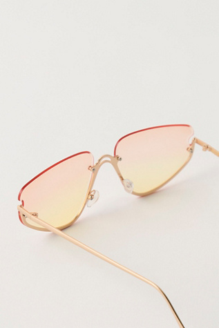 Женские солнцезащитные очки Free People Bennie Rimless Sunglasses, цвет: Золотой / Лимонный — фото 4
