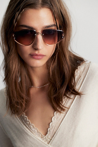 Bennie Rimless Sunglasses at Free People in Winter Sunrise