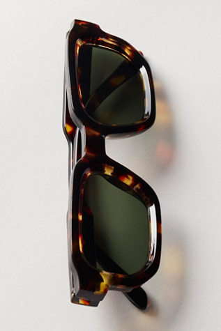 Two Of Us Retro Rectangle Sunglasses by Free People in Brown