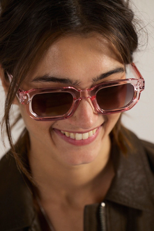 Two Of Us Retro Rectangle Sunglasses at Free People in Crystal Grapefruit