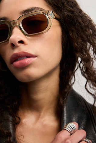 Two Of Us Retro Rectangle Sunglasses at Free People in Crystal Mint